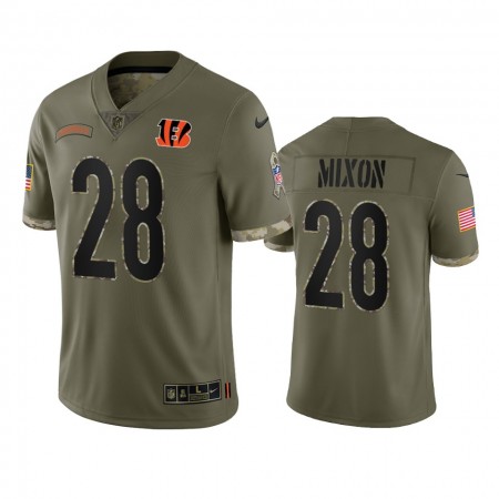 Camiseta Hombre NFL Cincinnati Bengals Joe Mixon 28 Olive 2022 Salute To Service Limited